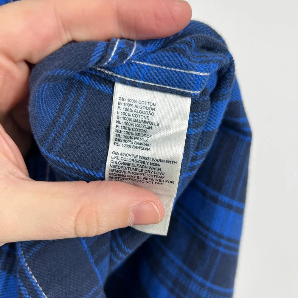 The North Face Mens Blue Plaid Flannel‎ Long Sleeve Button Down Shirt Small